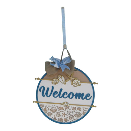 Beach Welcome Sign Door Hanger - Seashells & Starfish