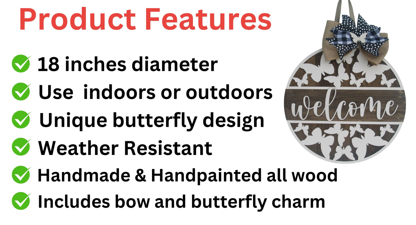 Butterfly Door Hanger Welcome Sign
