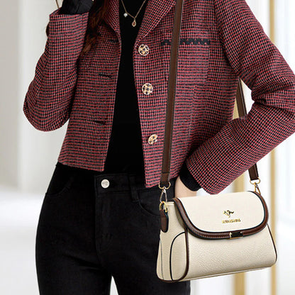 Solid Color High-Quality Leather Small Shoulder Bags | New Messenger Bags with Strap & Designer Crossbody Bag (Sac à Main)