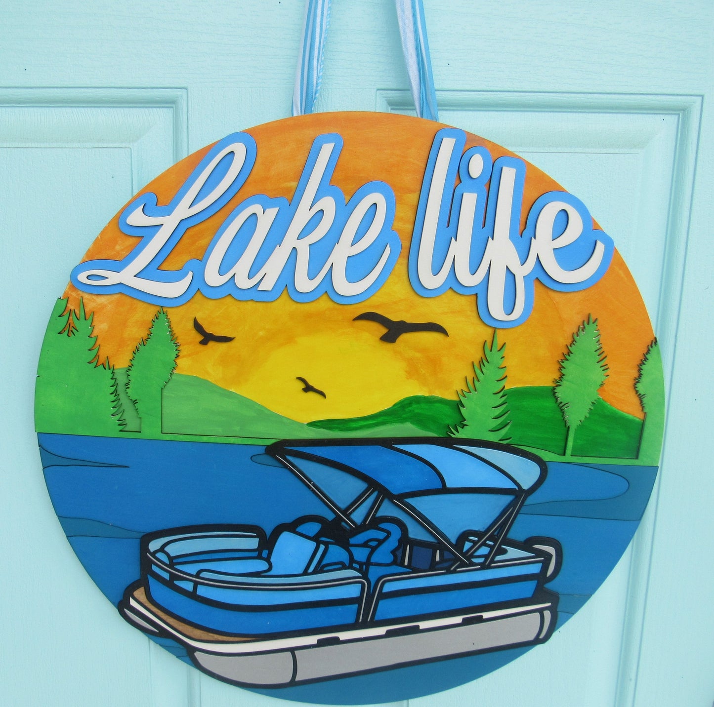 Personalized Lake House Door Decor – Pontoon Life Sign