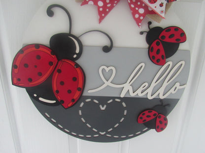 Ladybug Decor - Door Hanger Welcome Sign