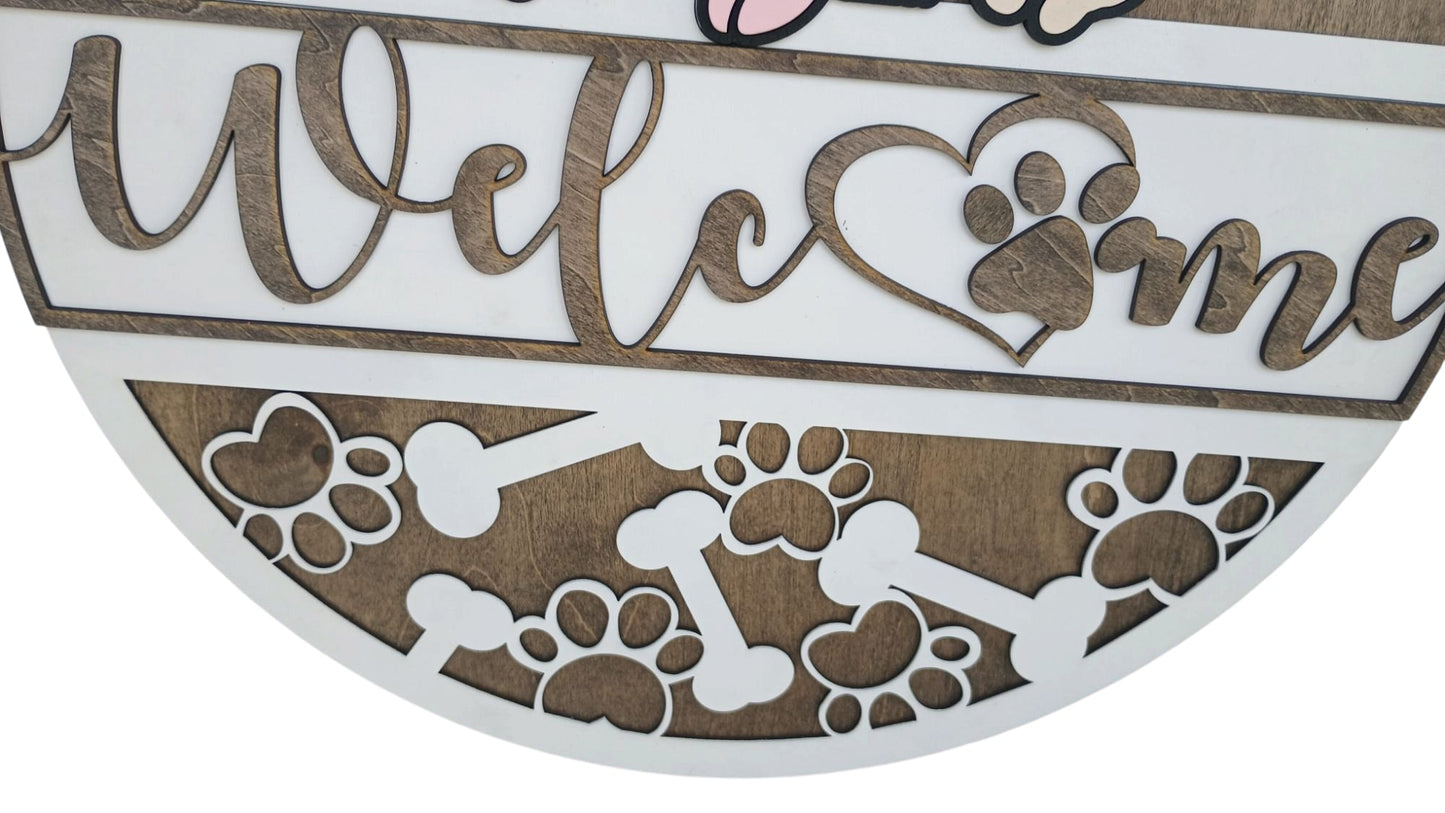 French Bulldog Door Hanger – Dog Welcome Sign for Front Door Decor