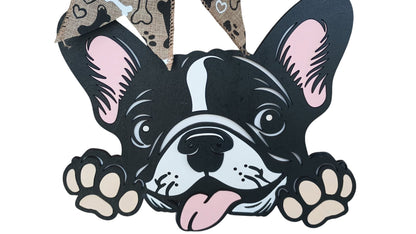 French Bulldog Door Hanger – Dog Welcome Sign for Front Door Decor
