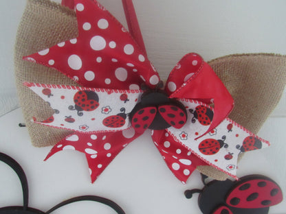 Ladybug Decor - Door Hanger Welcome Sign