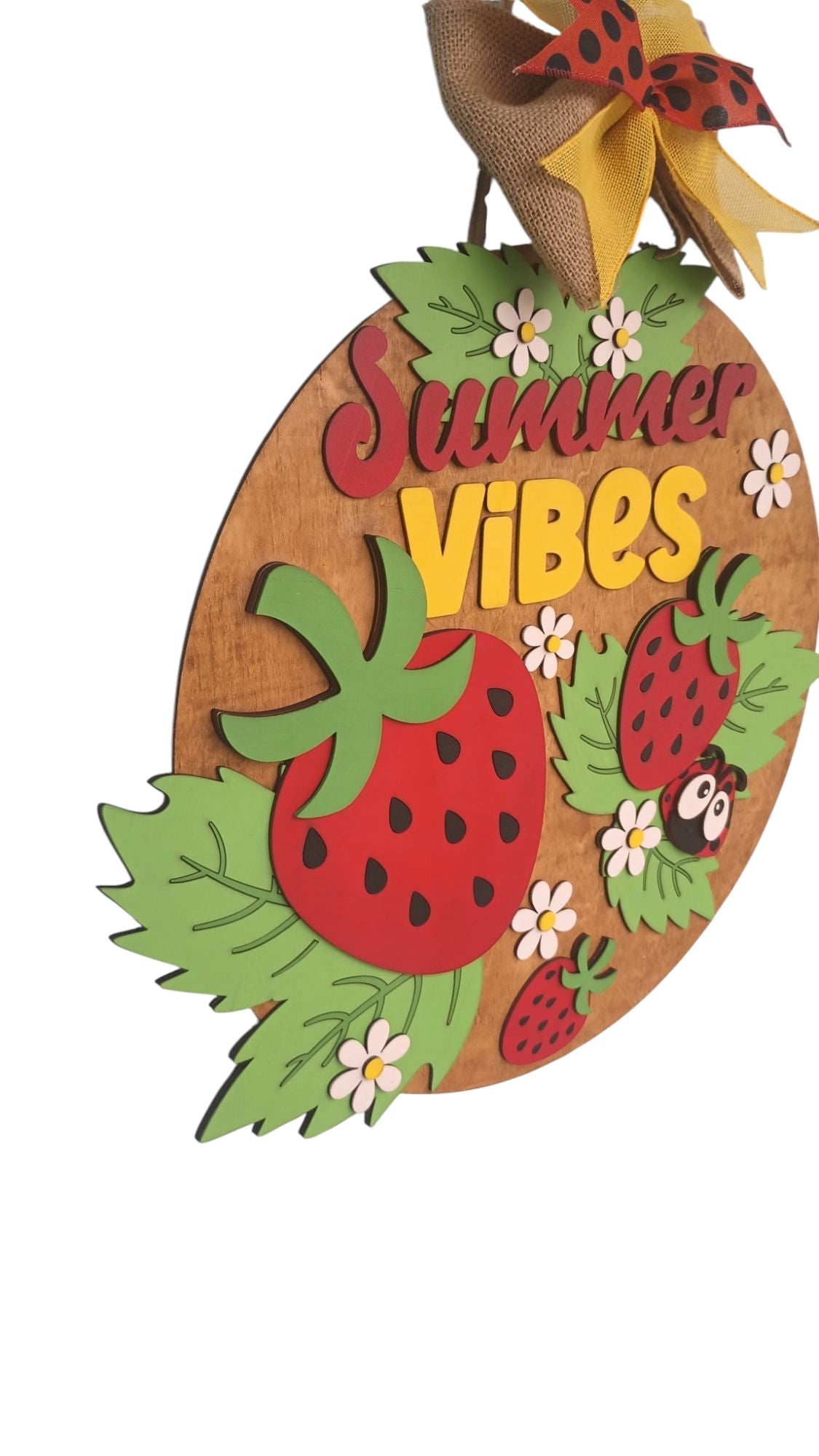 Summer Vibes Strawberry Sign - Door Hanger