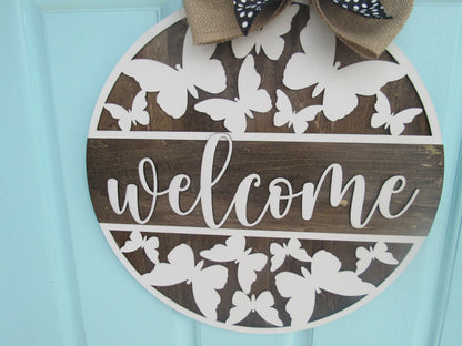 Butterfly Door Hanger Welcome Sign