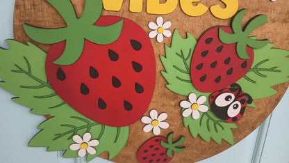 Summer Vibes Strawberry Sign - Door Hanger