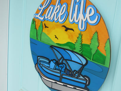 Personalized Lake House Door Decor – Pontoon Life Sign