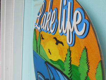 Personalized Lake House Door Decor – Pontoon Life Sign