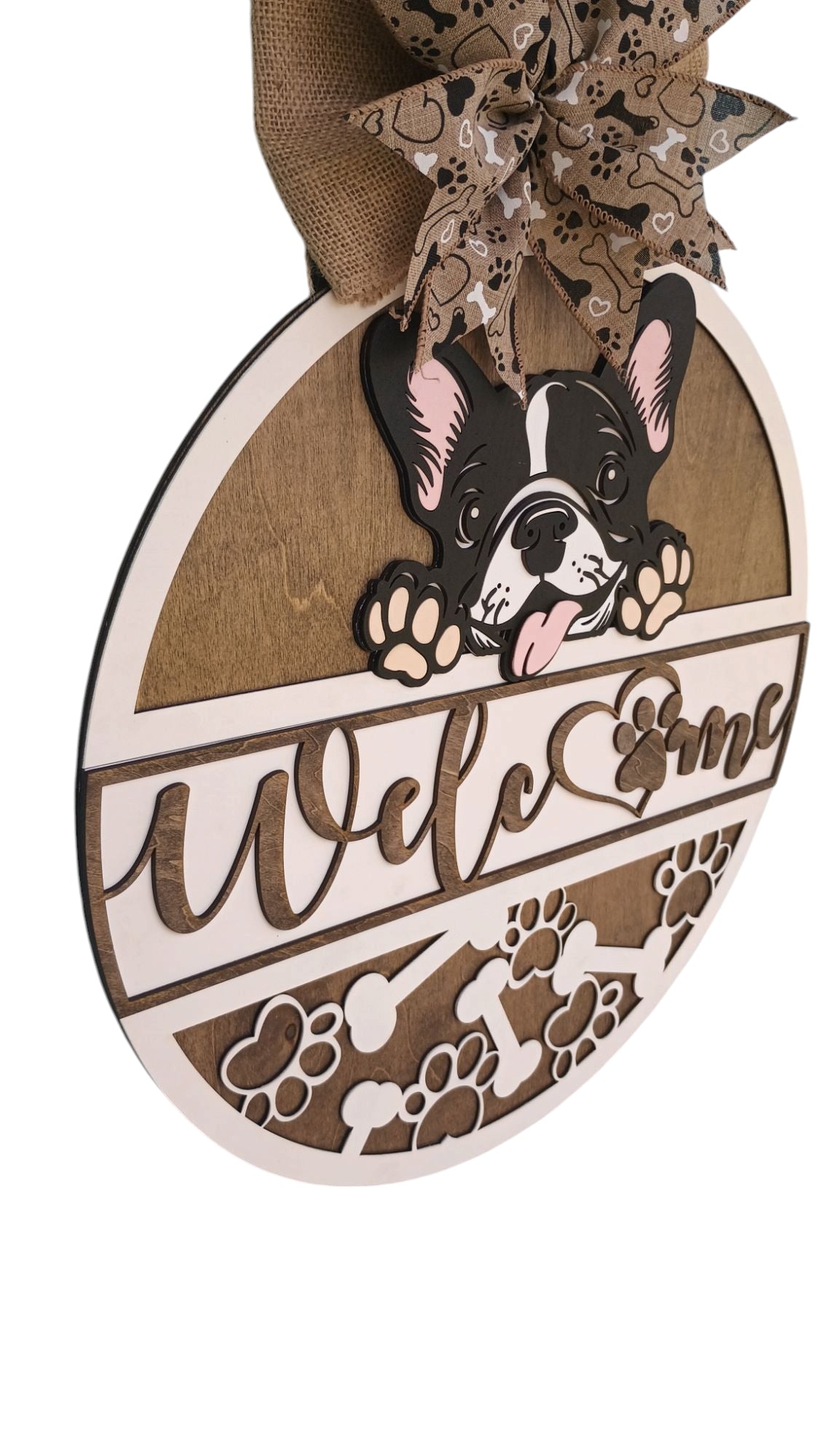 French Bulldog Door Hanger – Dog Welcome Sign for Front Door Decor