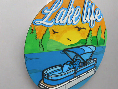 Personalized Lake House Door Decor – Pontoon Life Sign