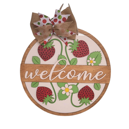 Strawberry Door Hanger – Welcome Sign for Front Porch