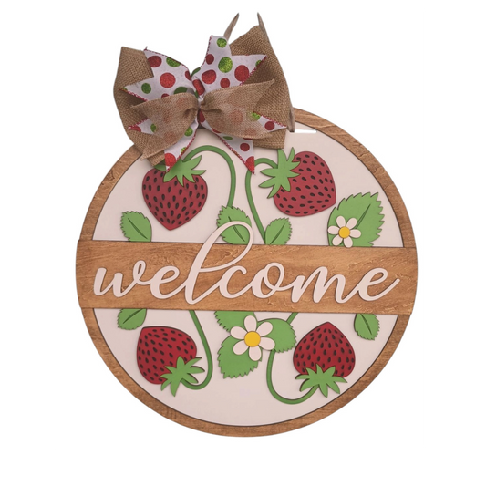 Strawberry Door Hanger – Welcome Sign for Front Porch