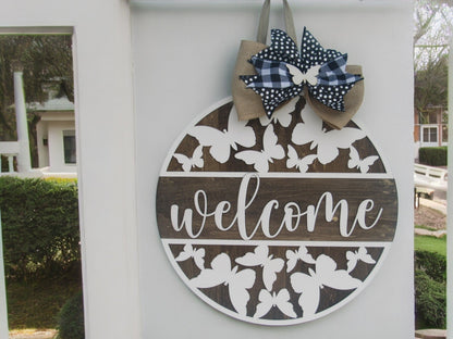 Butterfly Door Hanger Welcome Sign